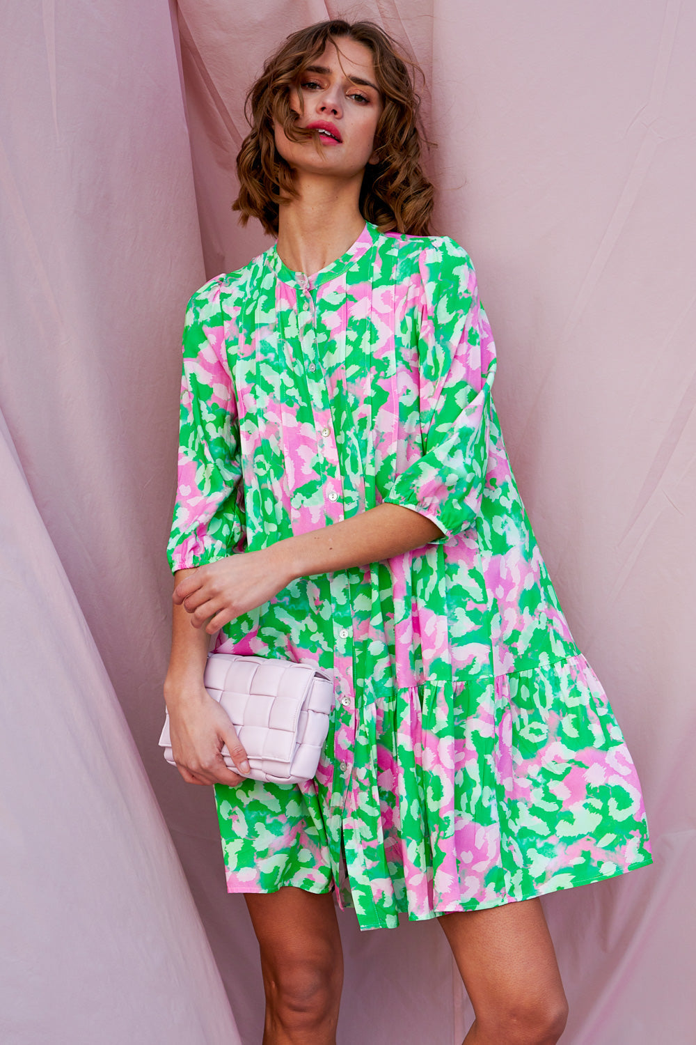 Imogene sh. Dress Green/pink