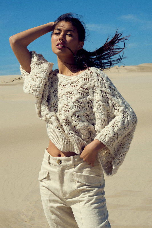 Noellas Keona Knit Oyster. Køb Striktrøjer hos www.noellafashion.dk