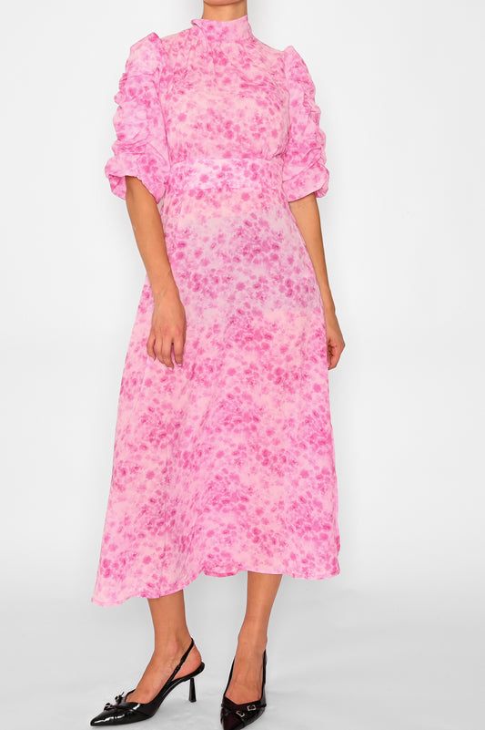 Leo long Dress Trudy Pink Print