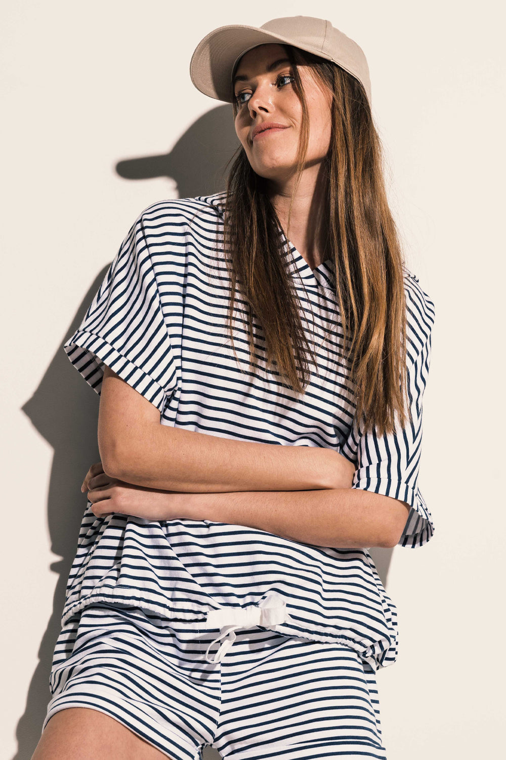 Limbo Shorts Cotton White/navy Stripes