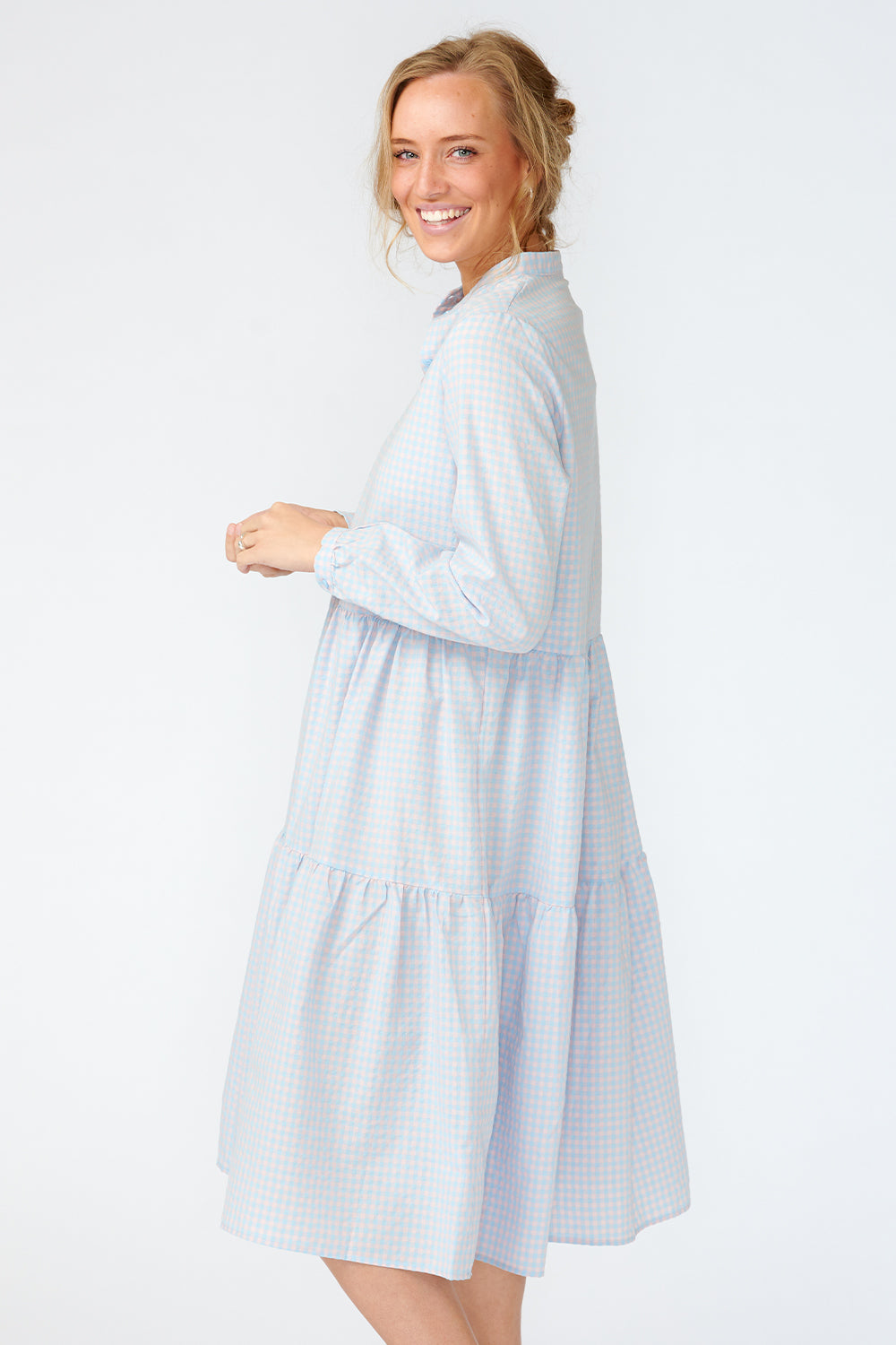 Lipe Dress Cotton Checks CN Rose/light blue Checks