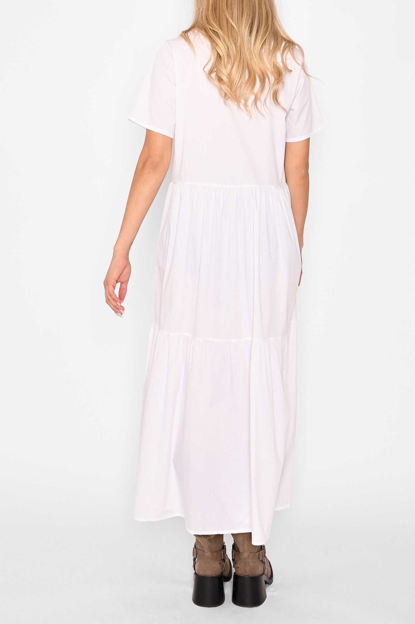 Lipe Long Dress Short Sleeve Cotton White