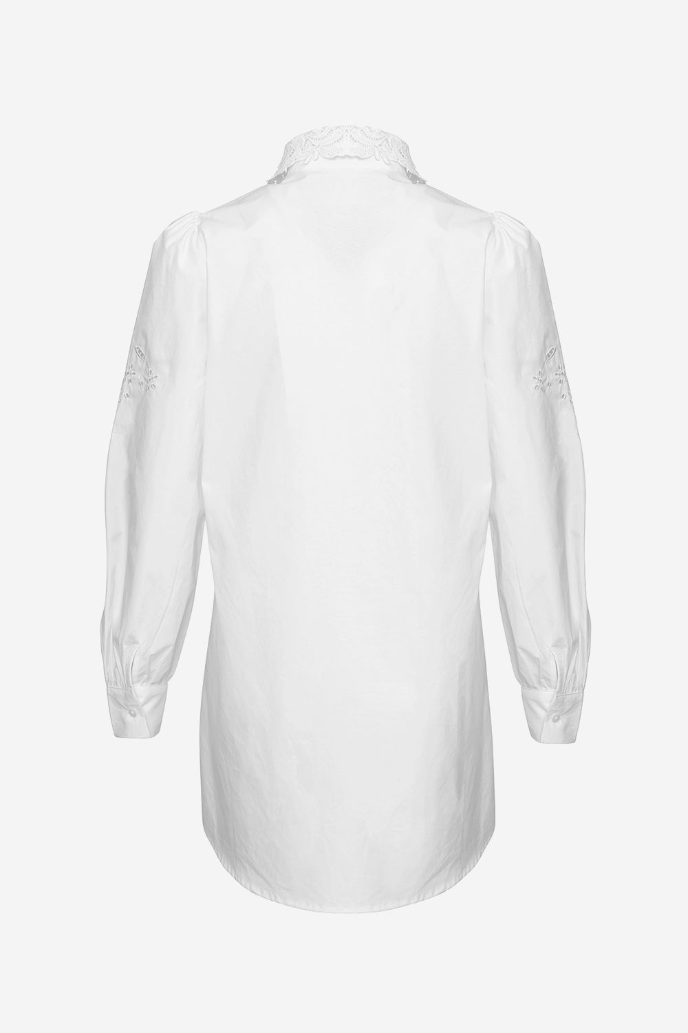 Lucille Long Shirt Cotton White Lace