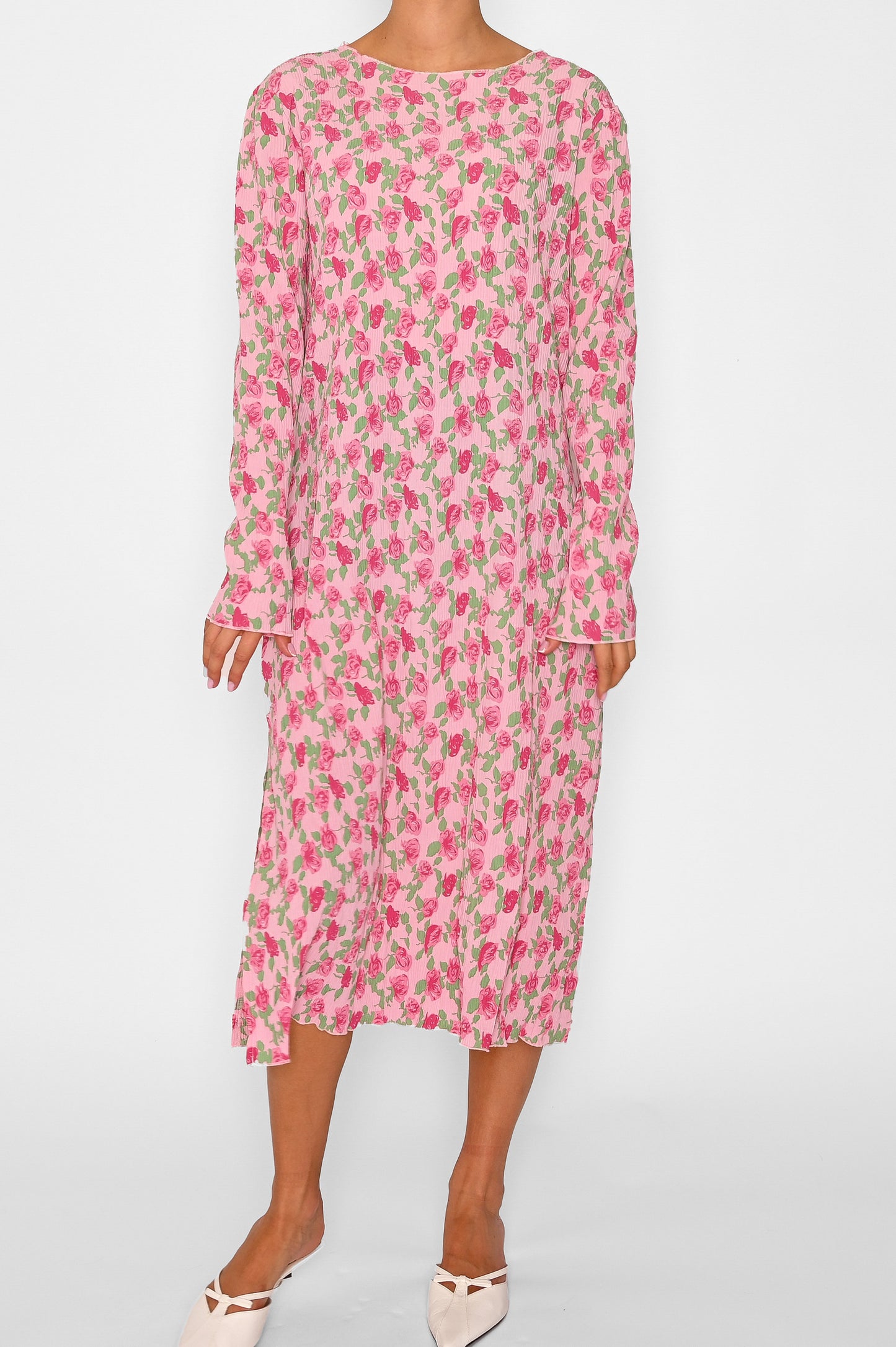 Mae Slim Dress Fuchsia Flower