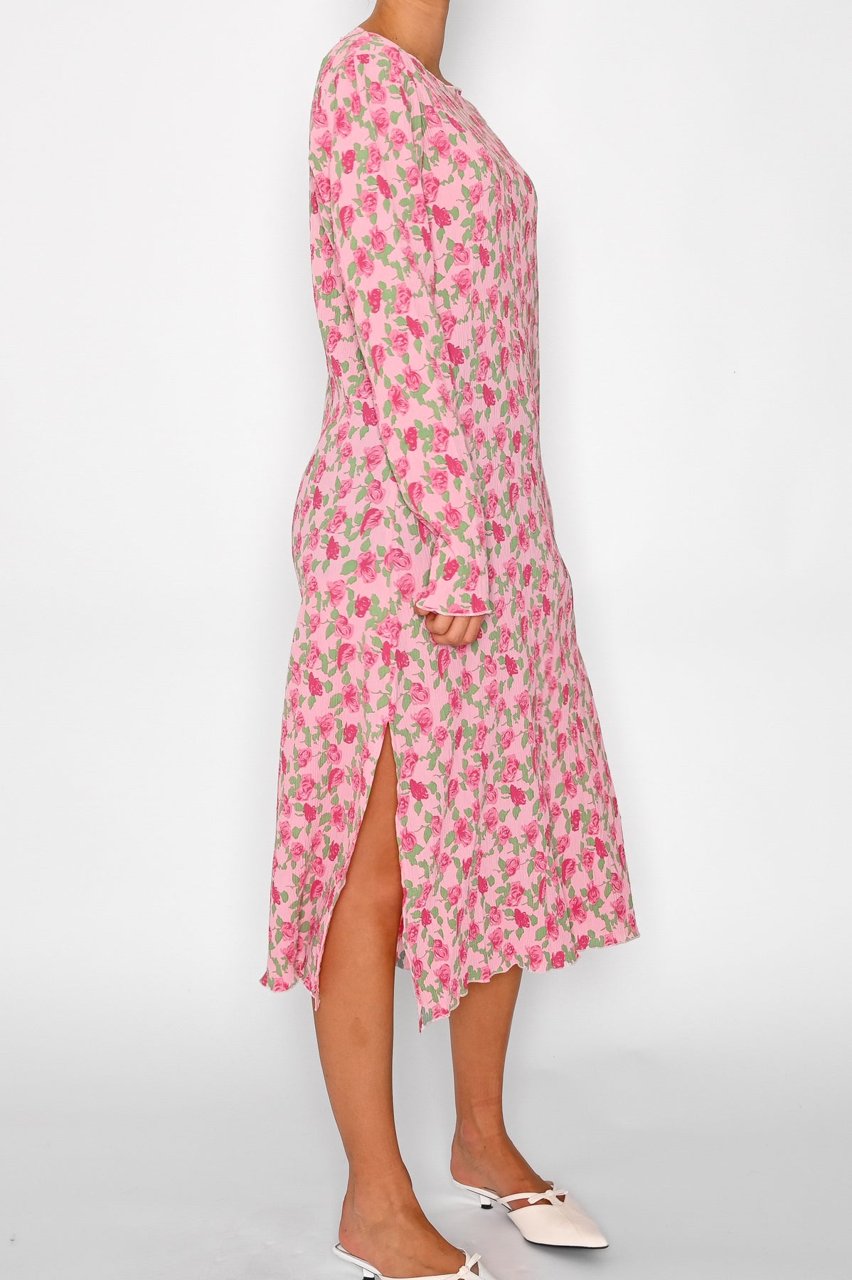 Mae Slim Dress Fuchsia Flower