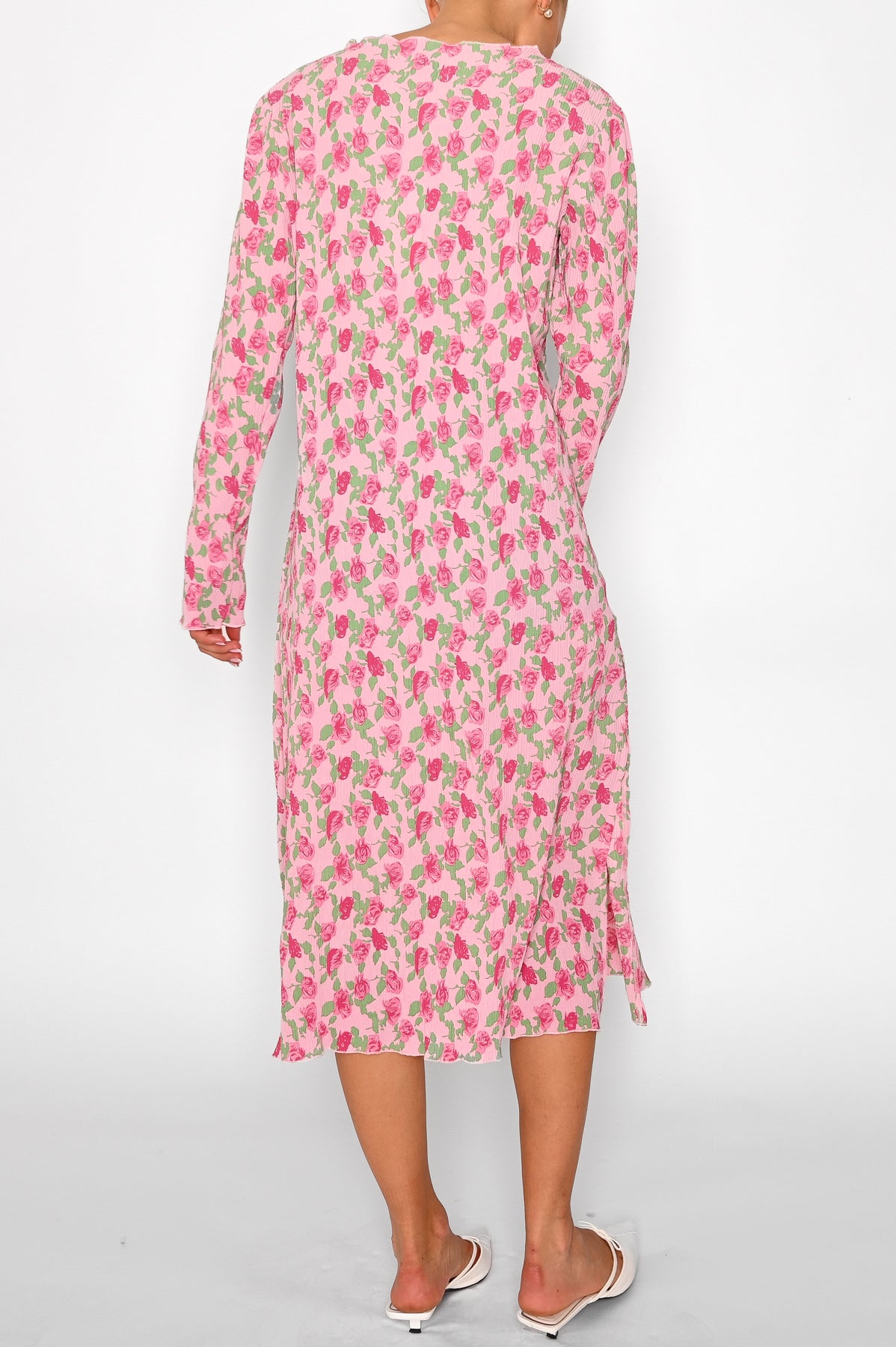 Mae Slim Dress Fuchsia Flower