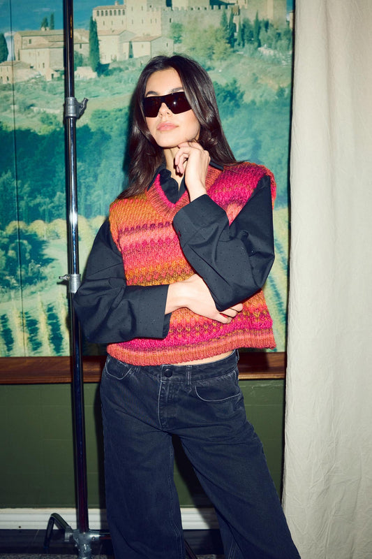 Noellas Gio Knit Vest Berry Mix. Køb Veste hos www.noellafashion.dk