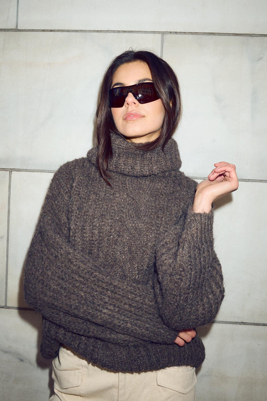 Noellas Katasha Knit Mud Melange. Køb Striktrøjer hos www.noellafashion.dk