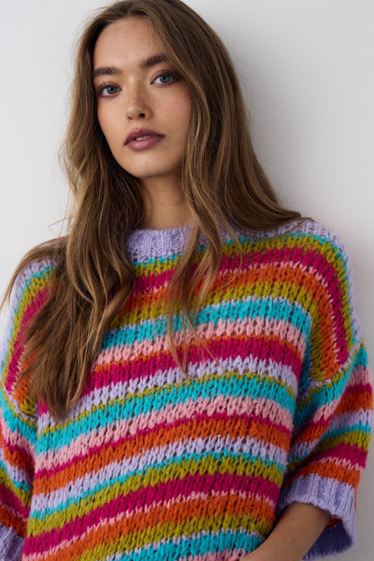 Noellas Mimi Knit Rainbow Combo. Køb Striktrøjer hos www.noellafashion.dk