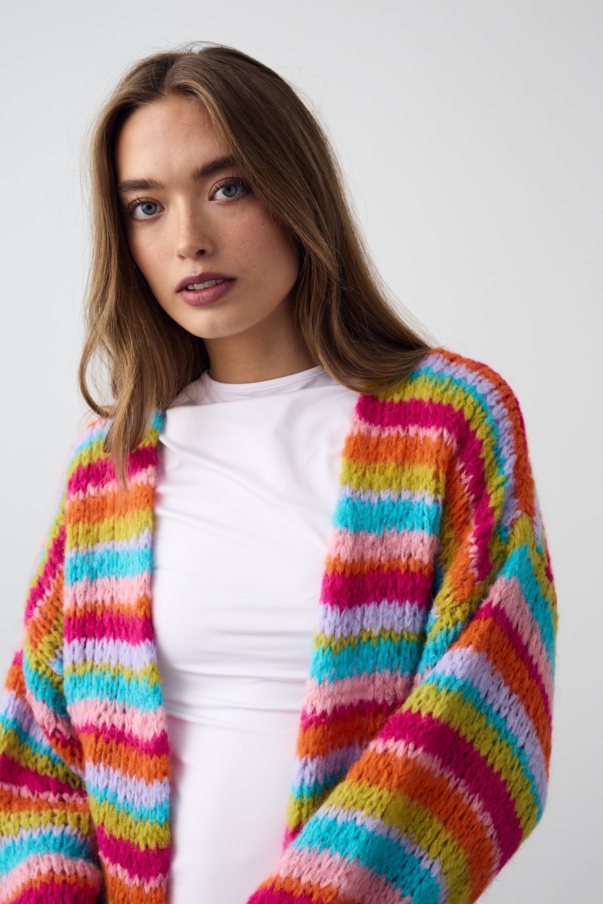 Noellas Rima Knit Cardigan Rainbow Combo.