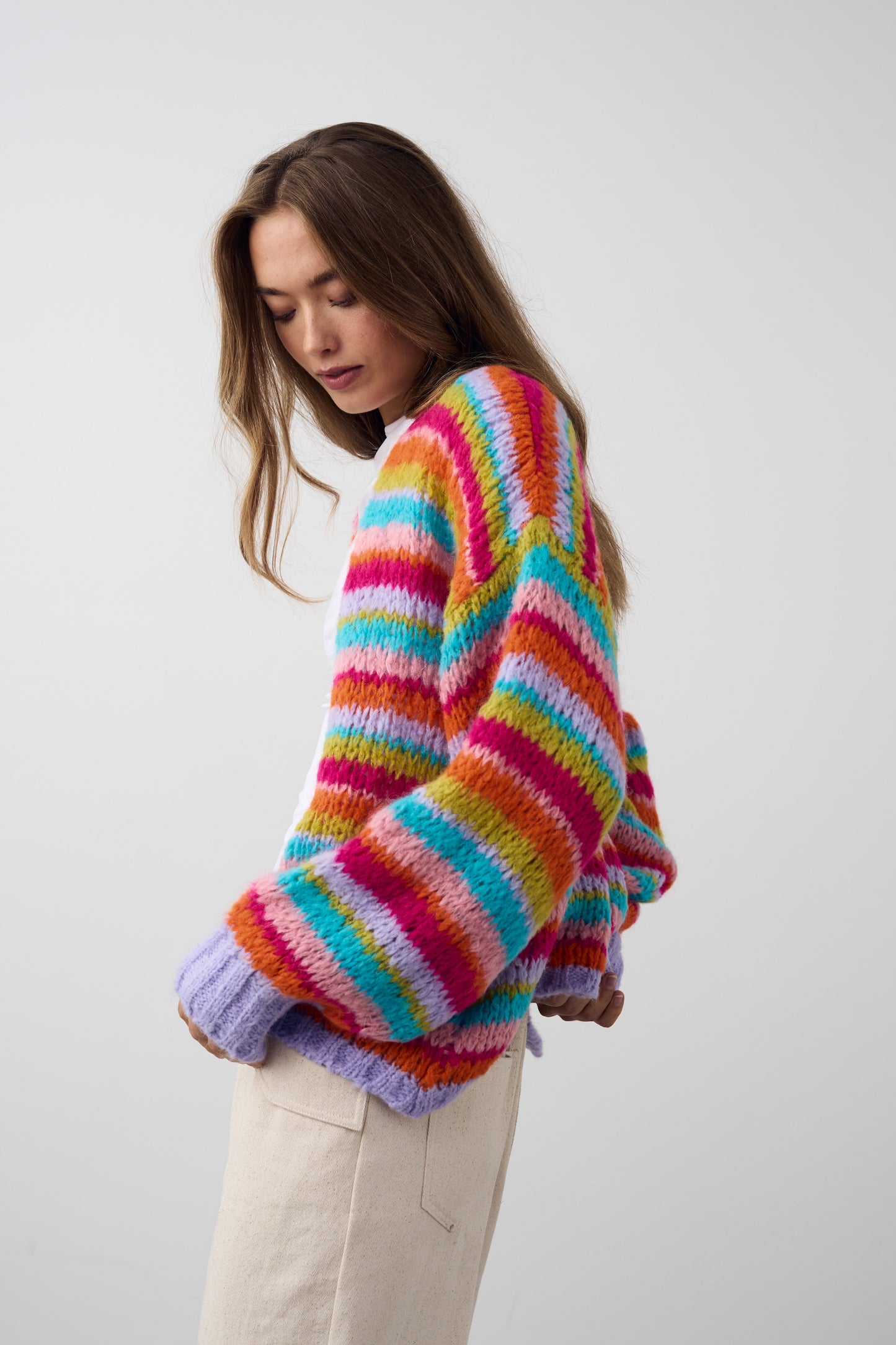 Rima Knit Cardigan Rainbow Combo