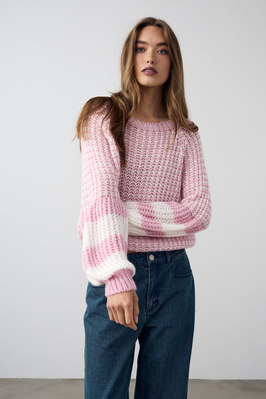 Noellas Kimba Knit Rose Ivory Mix. Køb Striktrøjer hos www.noellafashion.dk