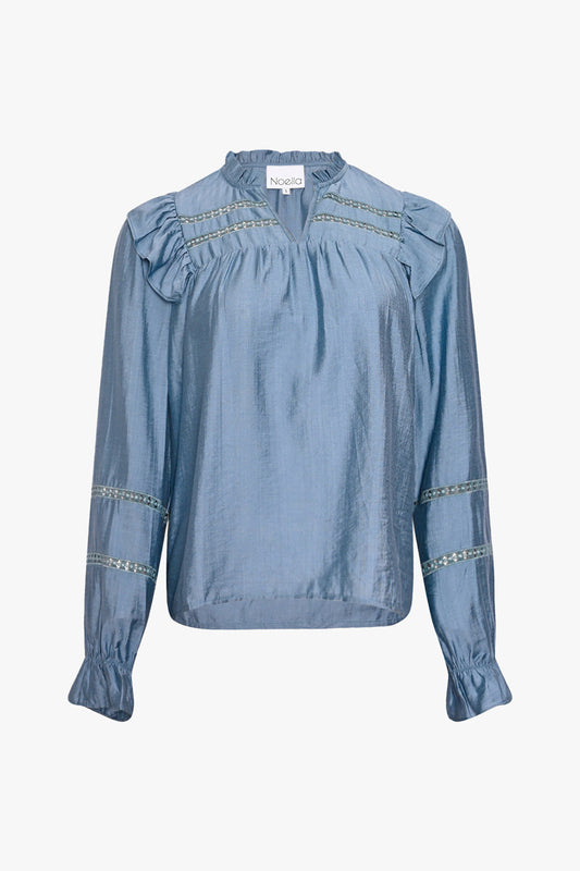 Noellas Salba Blouse Dusty Blue. Køb Skjorter hos www.noellafashion.dk