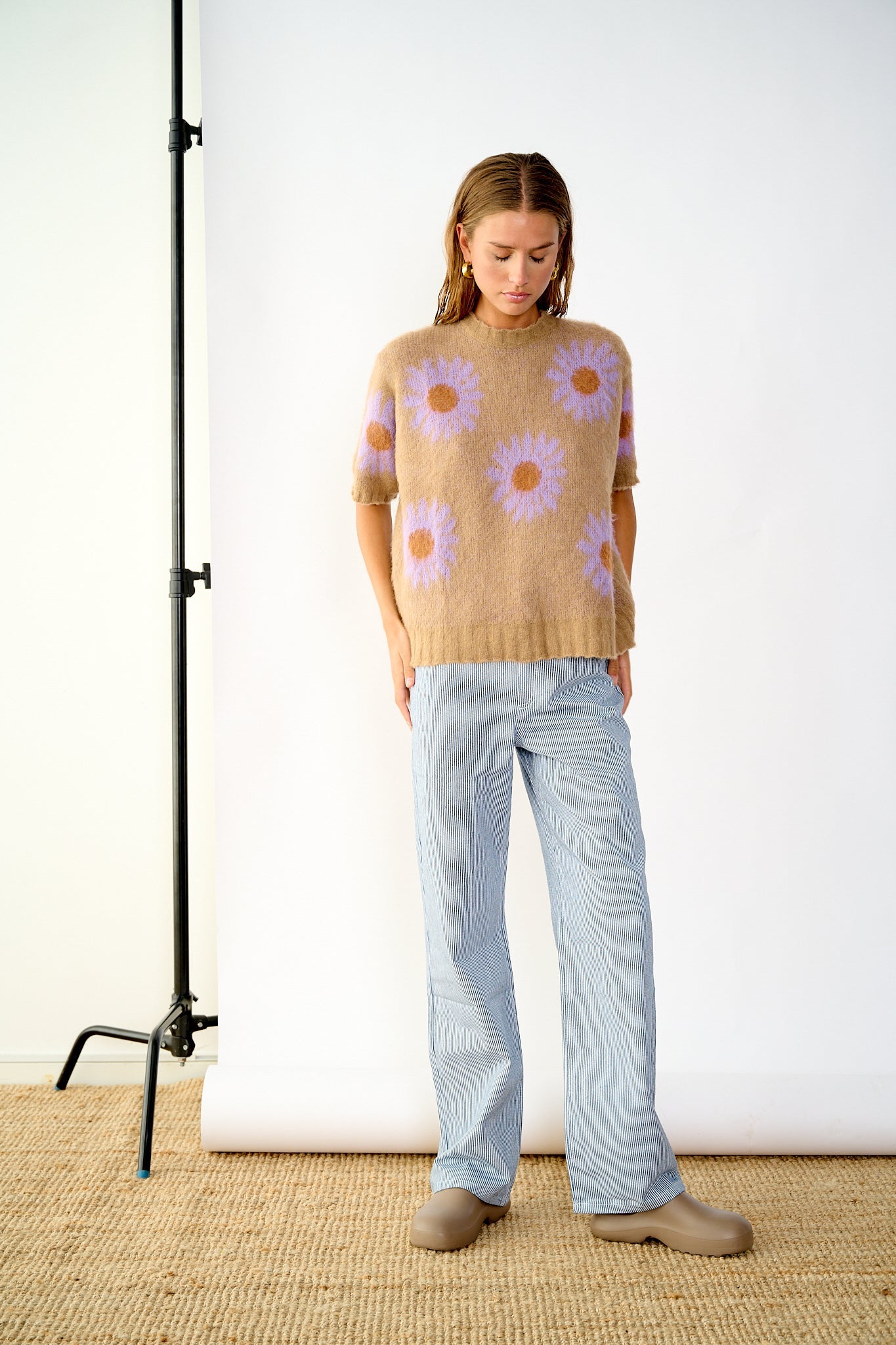 Raya Knit Sweater Sand/Lavender Flower