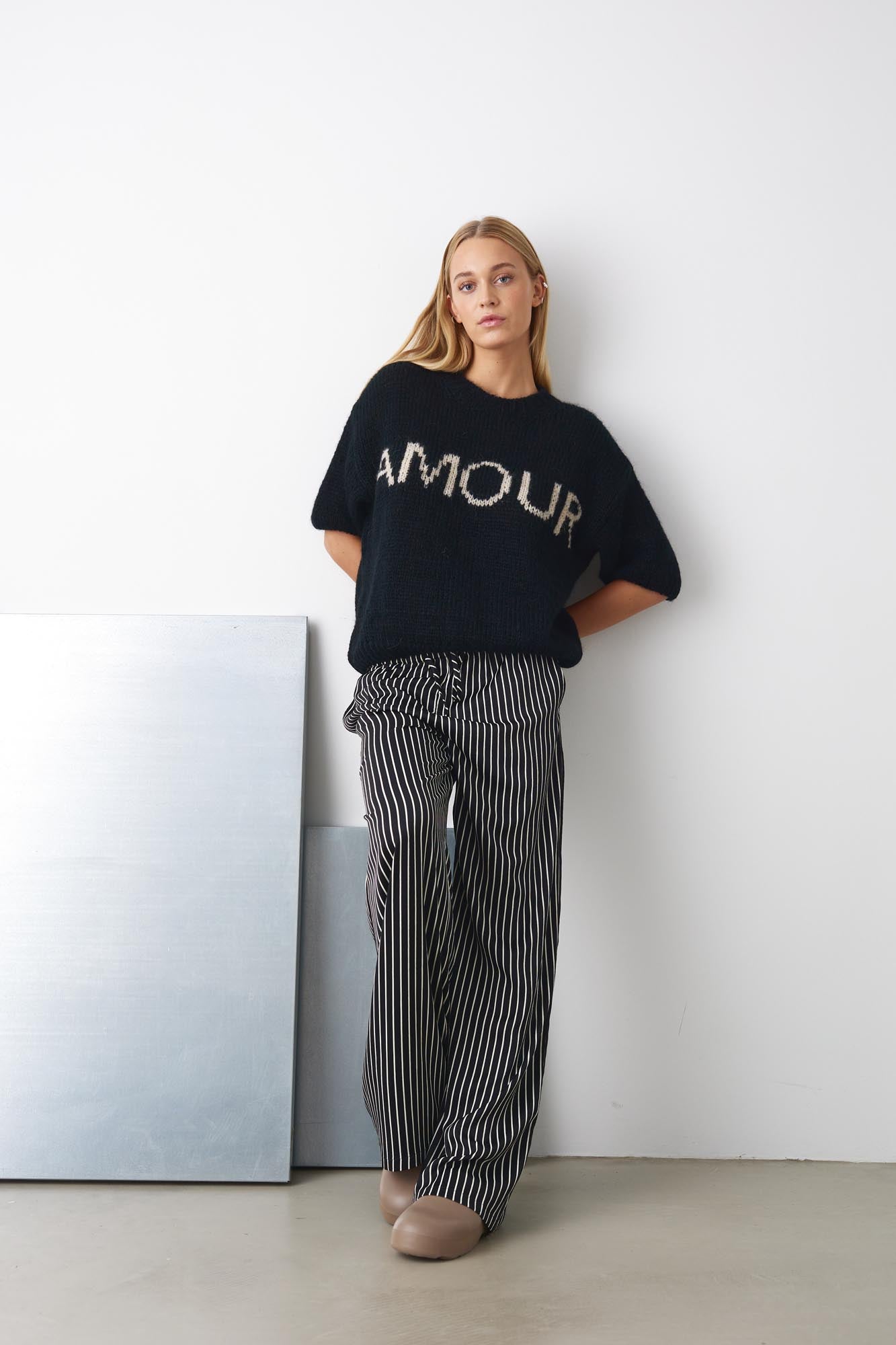 Amour Knit Black Offwhite Combo