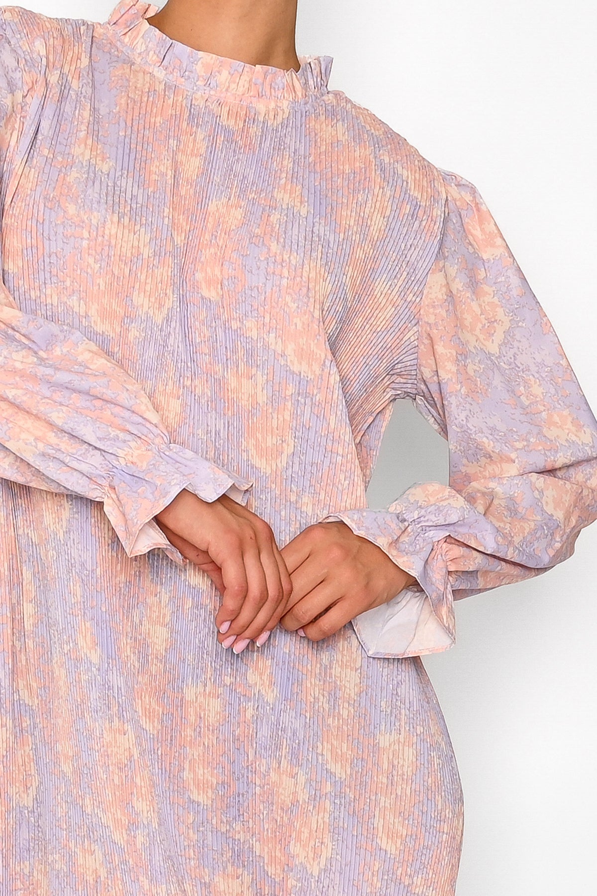 Rebecca Long Dress Lavender/Apricot Print