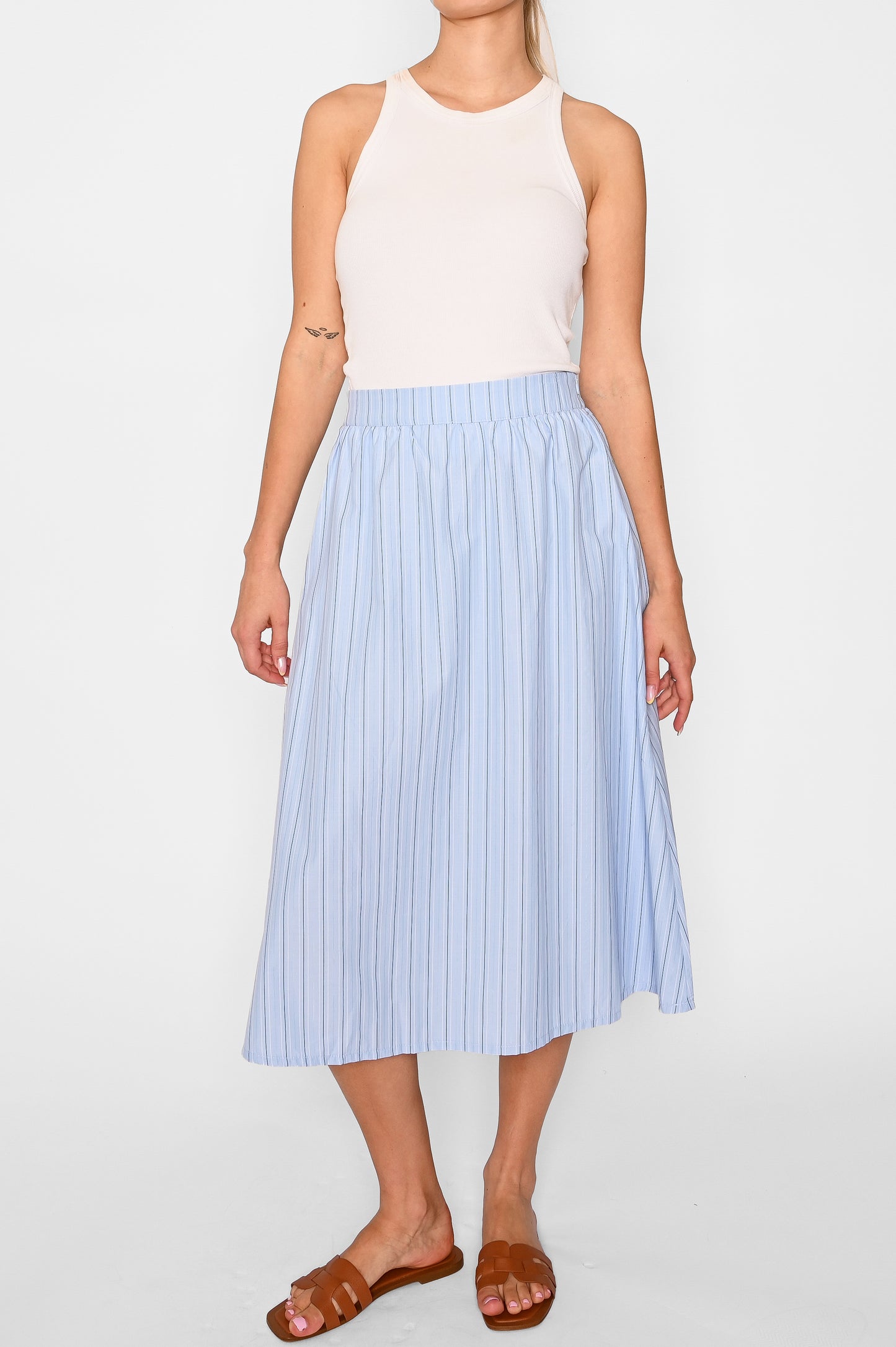 Sally Skirt Light Blue Stripe