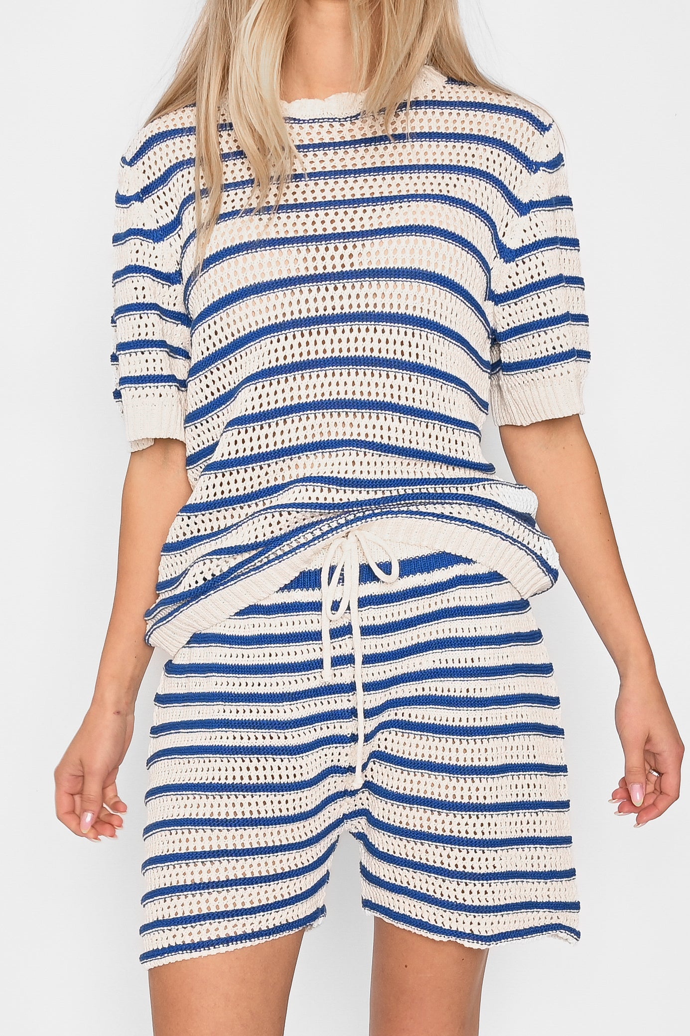 Shay Knit Shorts Blue Stripe