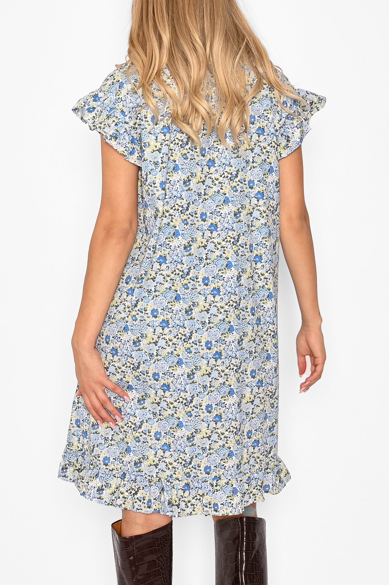 Sally Dress Blue/Yellow Flower