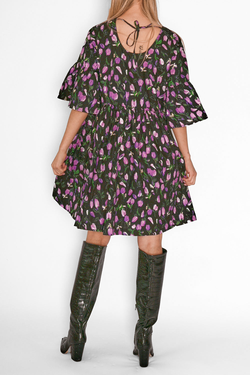 Tallulah Dress Black/Lilac Flower