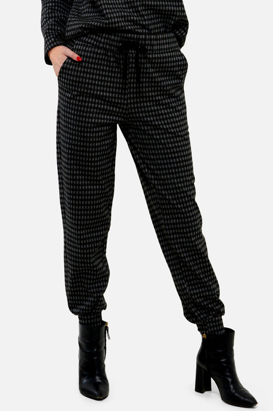 Aia Pants Rayon Darkgrey Checks