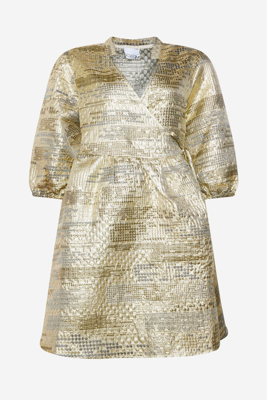 Noellas Jannie Aya Dress Gold Mix. Køb Kjoler hos www.noellafashion.dk