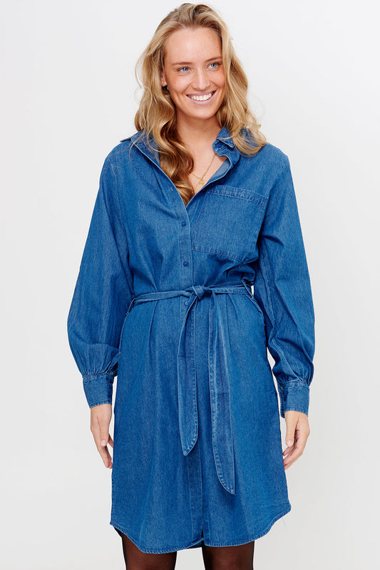 Anika Shirt Dress Cotton Denim Dark Blue
