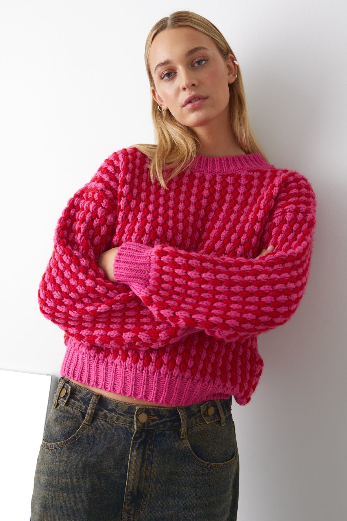 Gio Knit Jumper Pink Red Mix