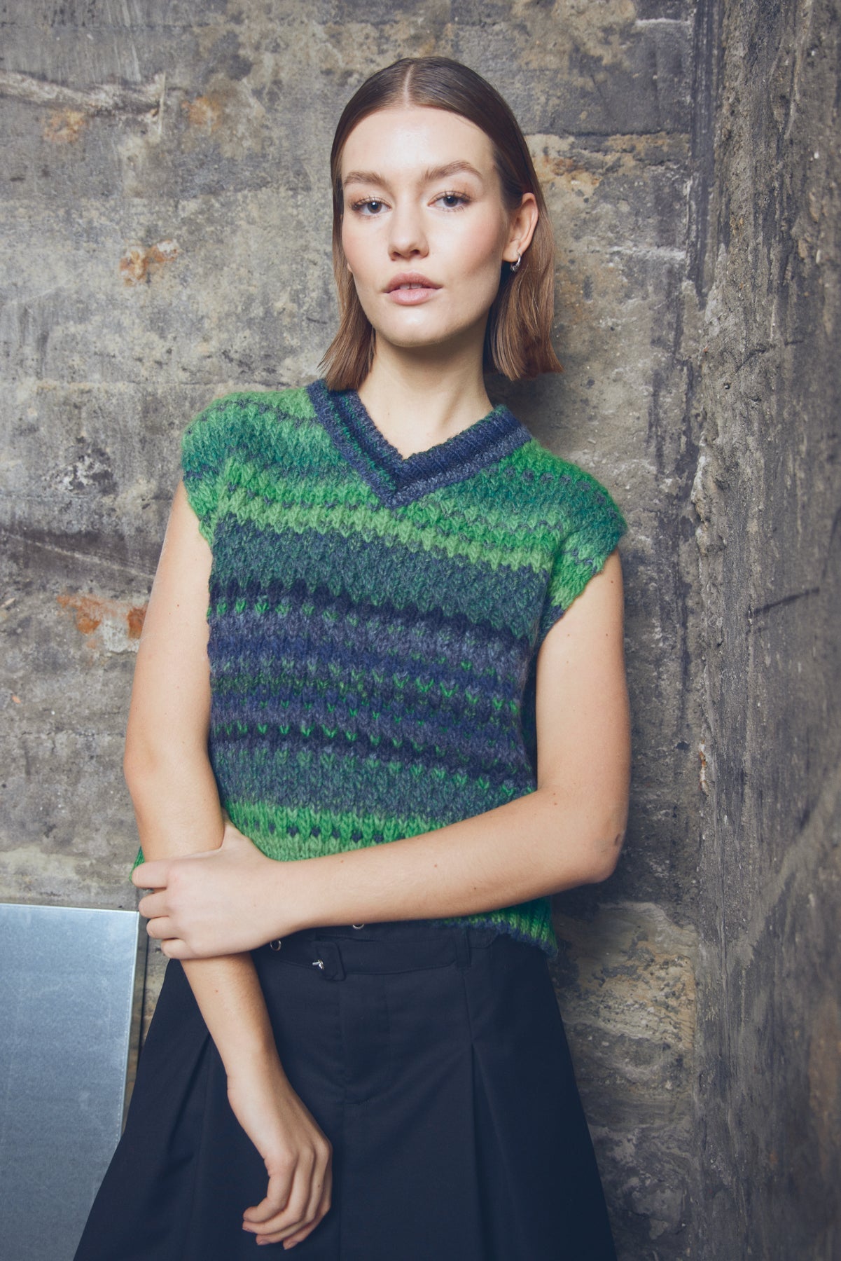 Noellas Gio Knit Vest Green Mix. Køb Veste hos www.noellafashion.dk