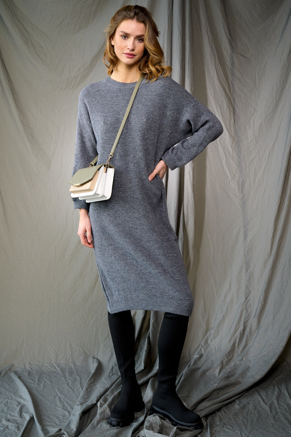 Penn Knit Dress Dark Grey Melange