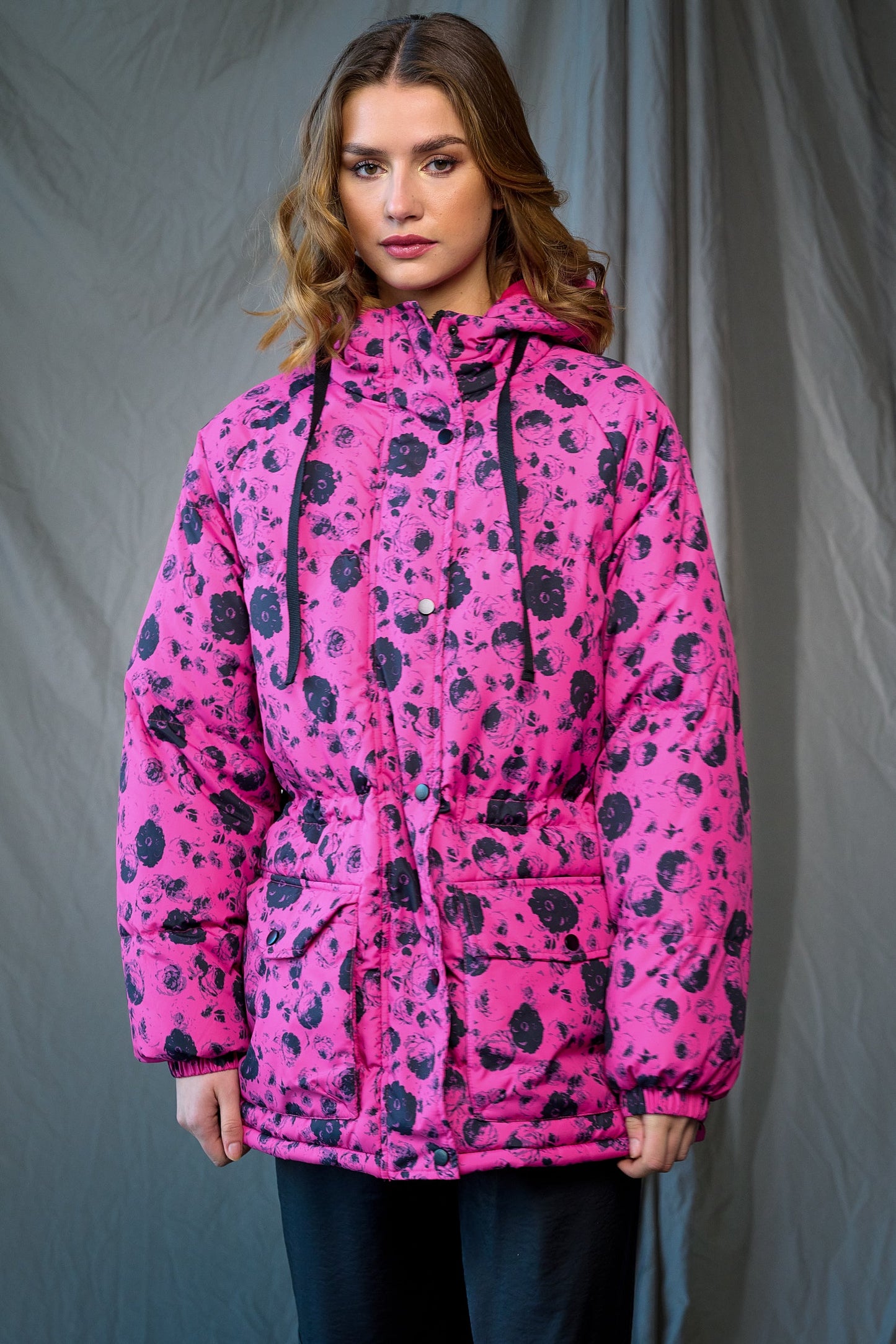 Nanna Puffer Jacket Fuchsia Flower