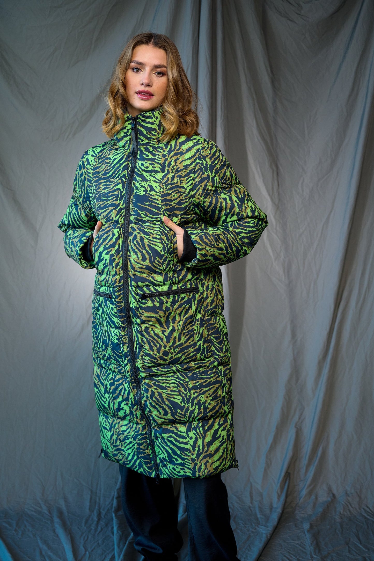 Nari Puffer Coat Lime Zebra