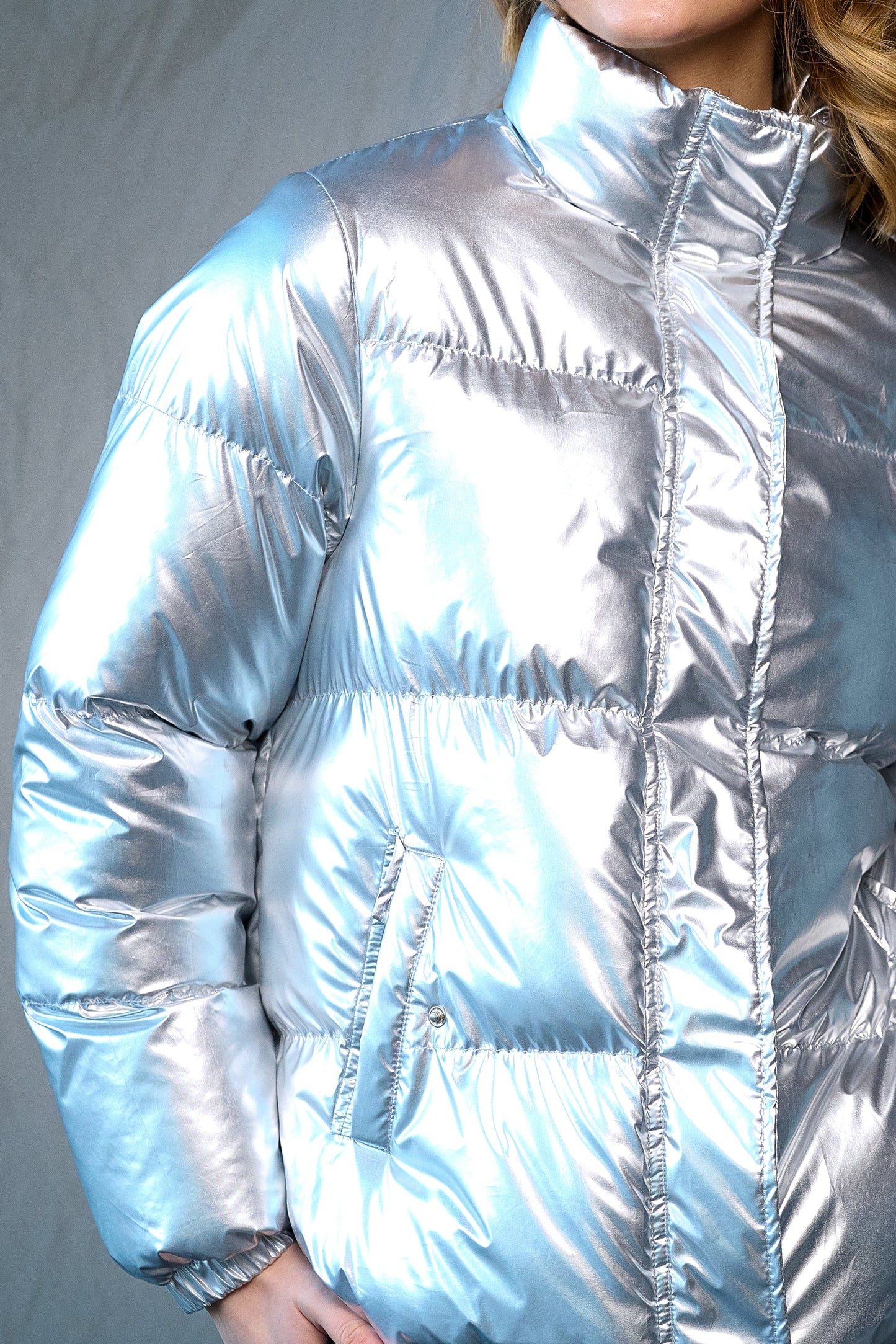 Nelli Puffer Jacket Silver Metal