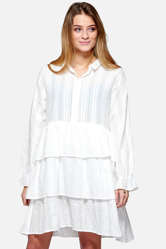 Baja Dress Cotton Broderie White