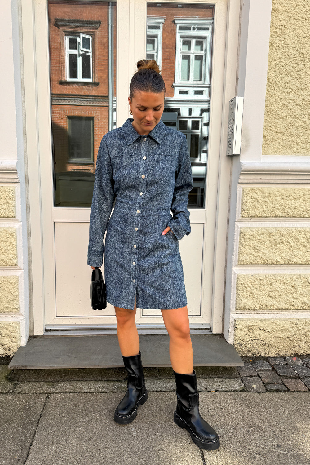 Benita Ls Dress Blue Snow Wash