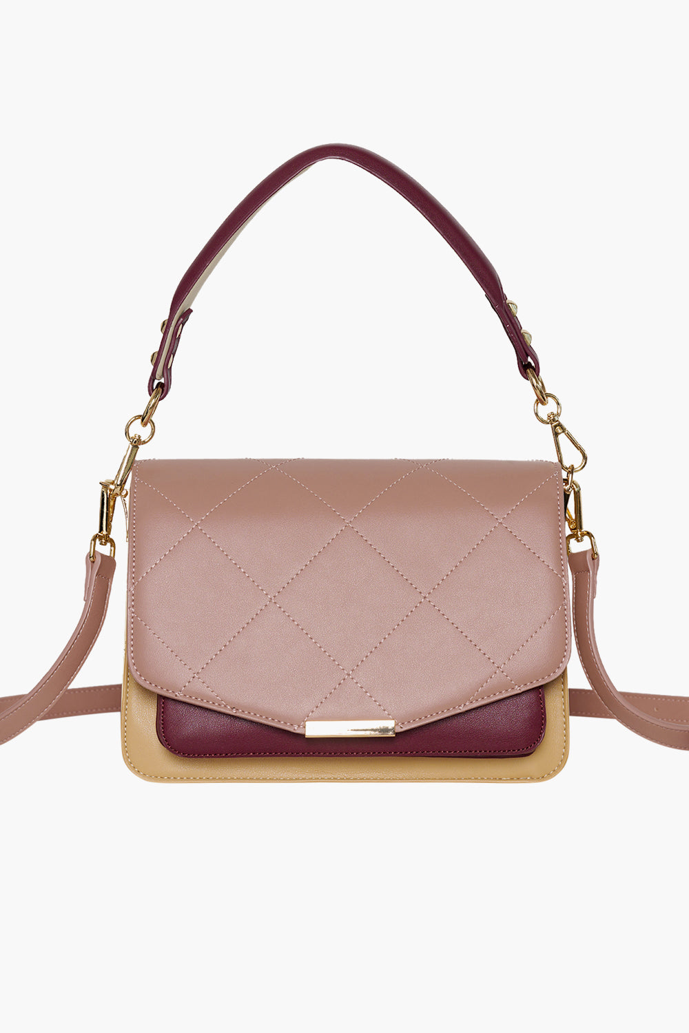 Noellas Blanca Multi Compartment Bag Blush/Camel/Plum Mix. Køb Tasker hos www.noellafashion.dk