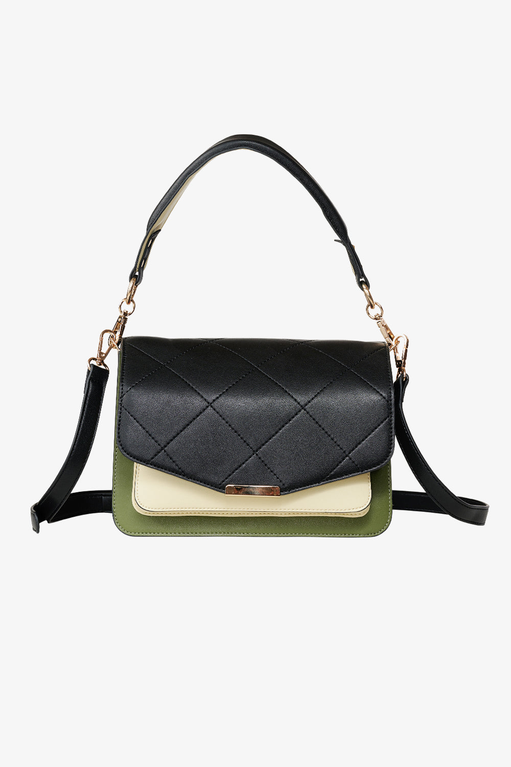 Noellas Blanca Multi Compartment Bag Black/Green/Cream. Køb Tasker hos www.noellafashion.dk