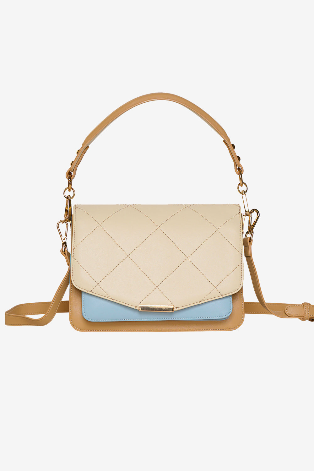 Noellas Blanca Multi Compartment Bag Offwhite/Lightblue/Camel. Køb Tasker hos www.noellafashion.dk