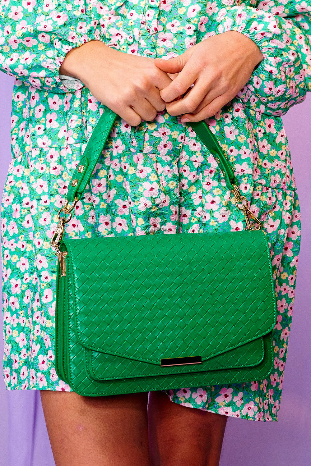 Blanca Braided Bag Bright Green