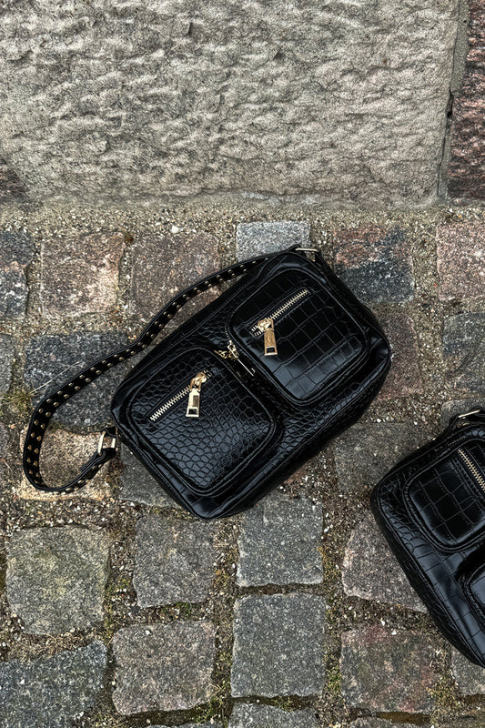 Noellas Celina Bag w. Gold Black Croc. Køb Tasker hos www.noellafashion.dk