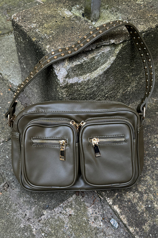 Noellas Celina Bag w. Gold Dark Olive. Køb Tasker hos www.noellafashion.dk