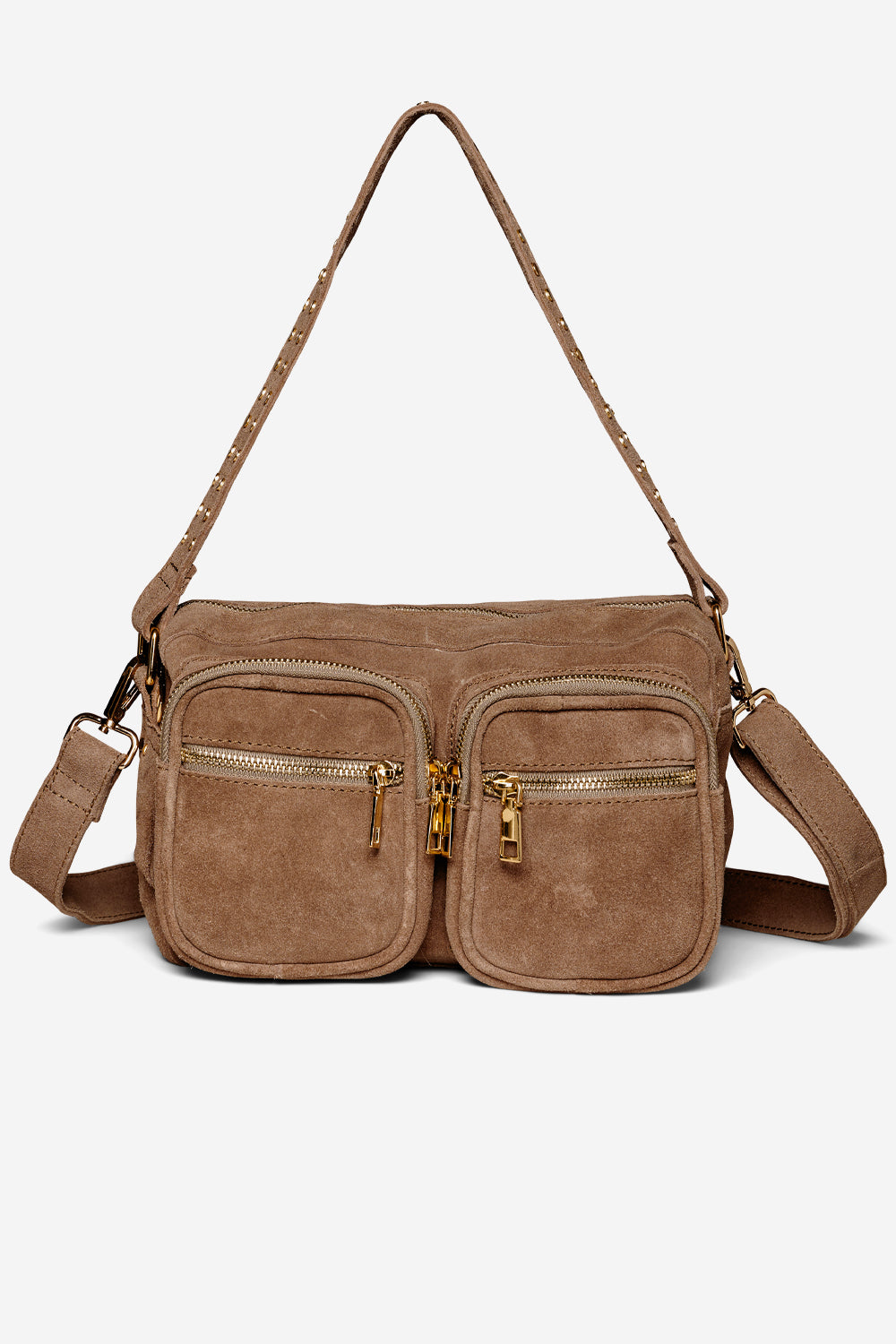 Noellas Celina Bag Real Suede W. Gold Taupe. Køb Tasker hos www.noellafashion.dk