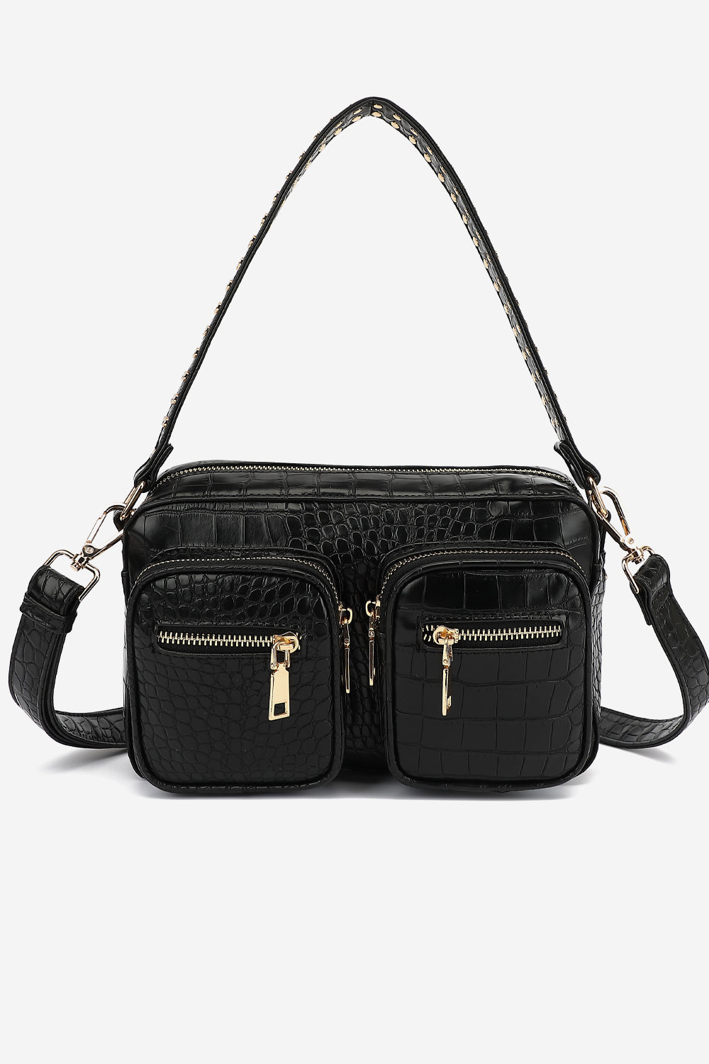 Noellas Celina Bag w. Gold Black Croc. Køb Tasker hos www.noellafashion.dk