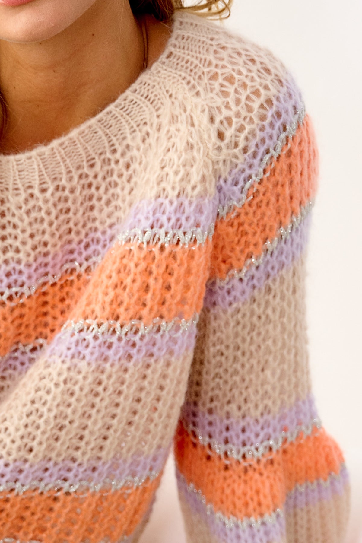 Pacific Knit Sweater Apricot/Lavender Mix