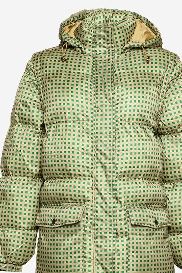 Eliza Puffer Coat Green/lime Checks