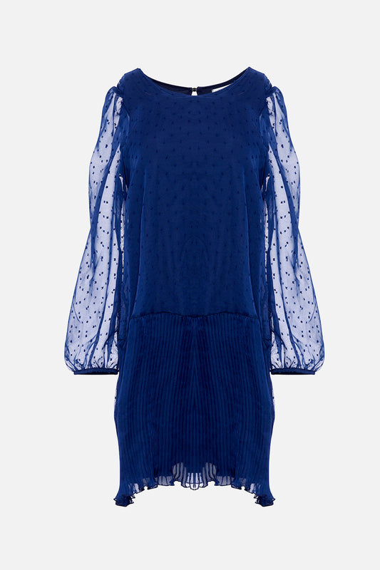 Dagmar Dress Embroidery Navy