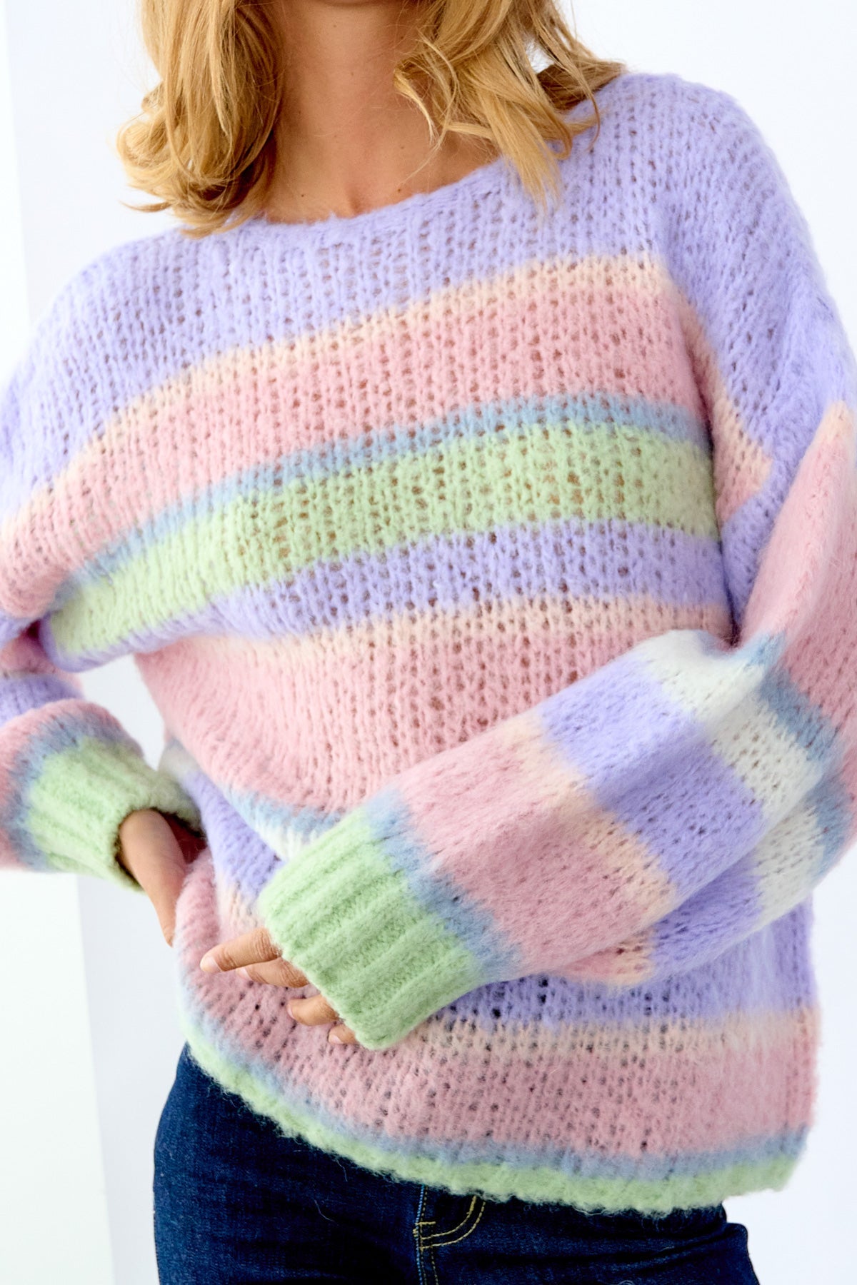 Rona Ella Knit Sweater Soft Pastel Mix