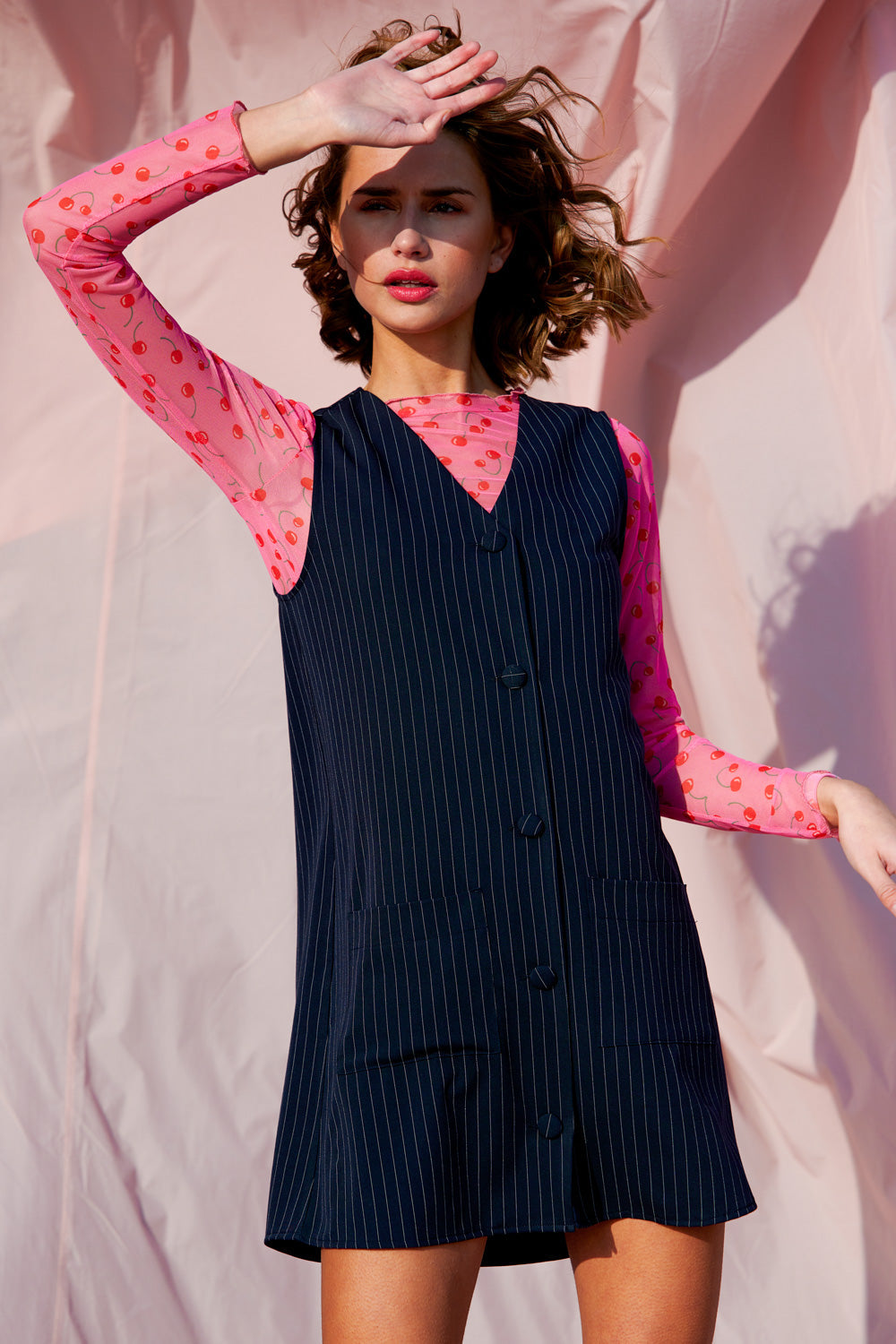 Inge Marie dress Navy Pinstripe