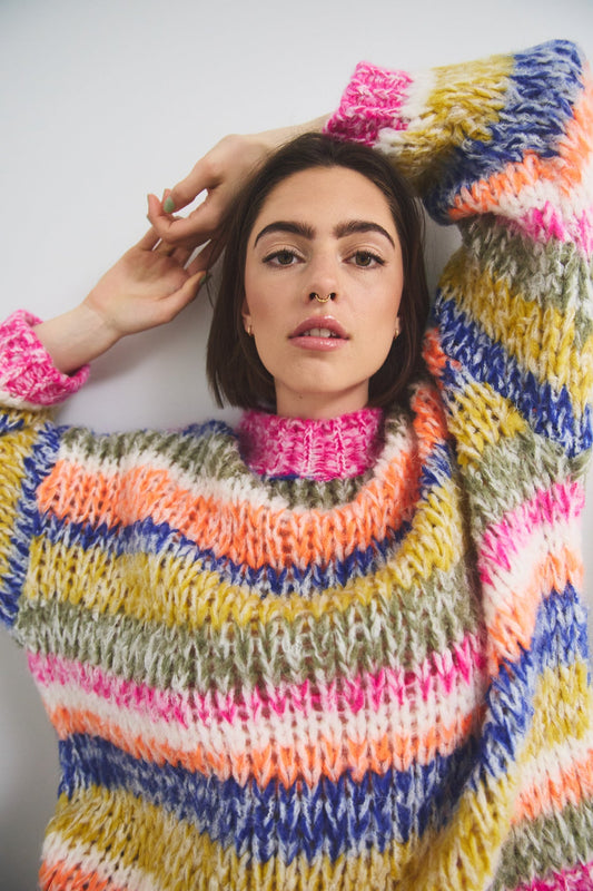 Noellas Keiko Knit Tundra Stripe. Køb Striktrøjer hos www.noellafashion.dk