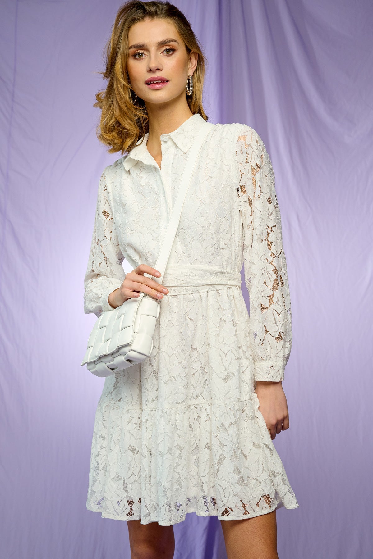 Noellas Pixi Shirt Dress Lace White. Køb Kjoler hos www.noellafashion.dk